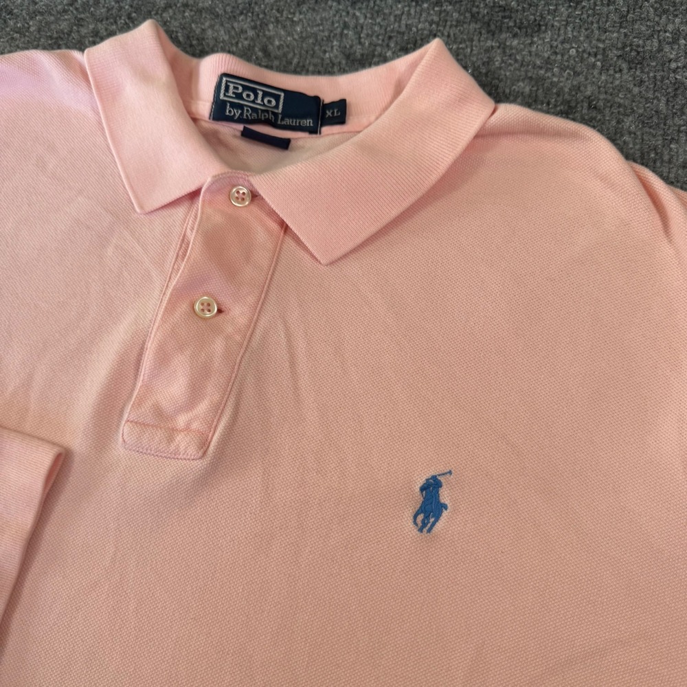 Polo Ralph Lauren Polo Shirt Mens XL Long Sleeve Cotton Relaxed Pink Vintage
